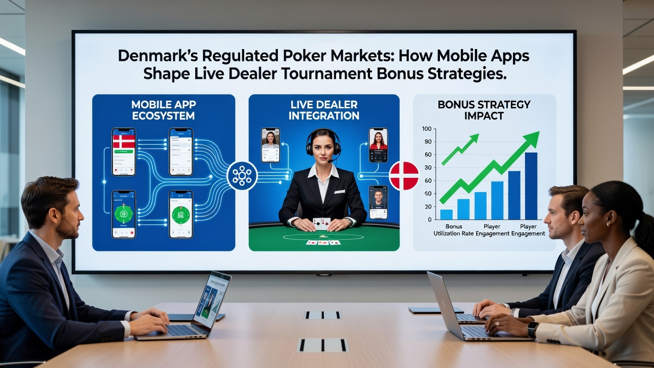 Eksempel på mobilapp-interface til live dealer poker turneringer med bonusfunktioner